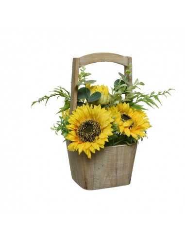 Tournesol artificiel en pot 23x23x31cm