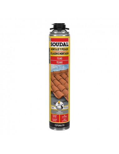 Mousse pu pour tuiles pistolet grise 750ml soudal