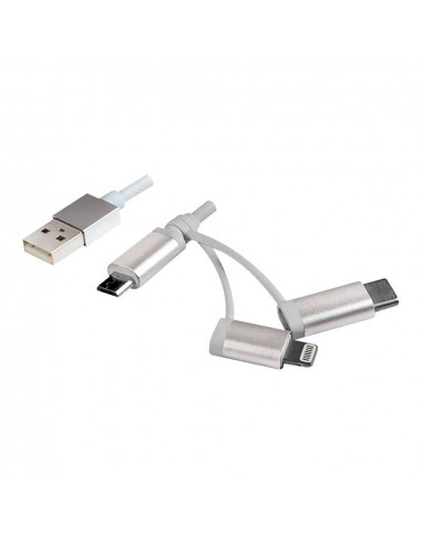 1m multi cable usb 2.0 aa usb c + micro b + lightning l logilink