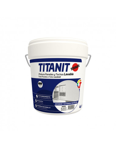 Peinture pour murs et plafonds lavable titanit blanc mat intérieur et extérieur protégé 4l titanlux 029190004