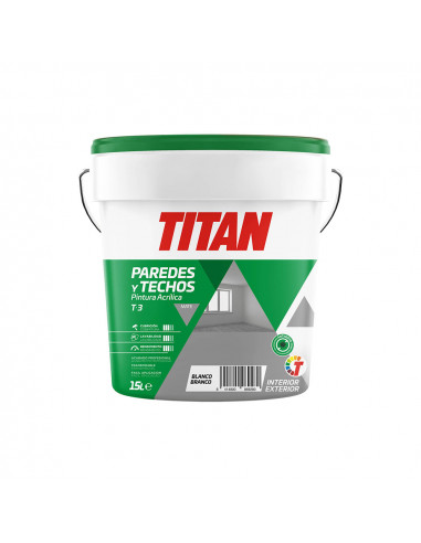 Peinture acrylique pour la décoration des murs et des plafonds t-3 blanco.matte 15l titan 123000315