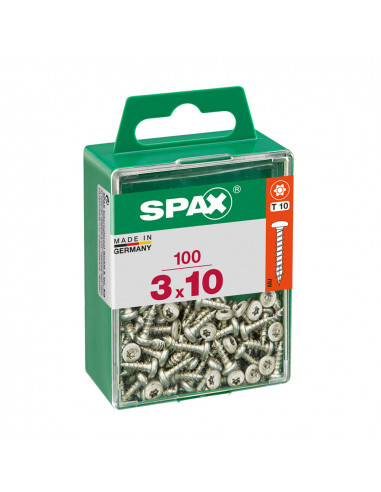 Boîte 100 unités. vis a bois spax cab. ronde wirox 3.0x10mm spax