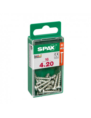 Boîte 16 unités. vis a bois spax cab. ronde wirox 4.0x20mm spax