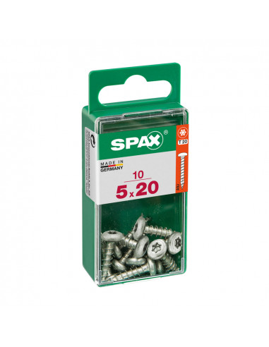 Boîte 10 unités. vis a bois spax cab. ronde wirox 5.0x20mm spax