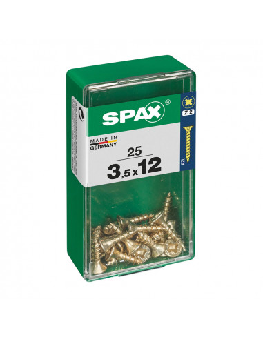 Boîte 25 unités. vis a bois spax cab. plat yellox 3.5x12mm spax
