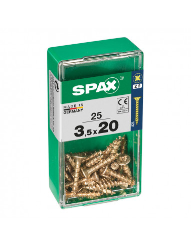 Boîte 25 unités. vis a bois spax cab. plat yellox 3.5x20mm spax