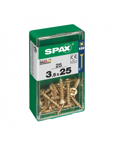 Boîte 25 unités. vis a bois spax cab. plat yellox 3.5x25mm spax