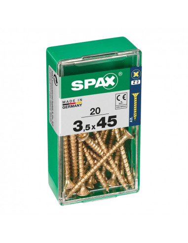 Boîte 20 unités. vis a bois spax cab. plat yellox 3.5x45mm spax