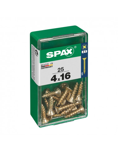 Boîte 25 unités. vis a bois spax cab. plat yellox 4.0x16mm spax