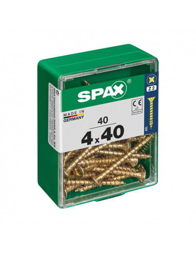 Boîte 40 unités. vis a bois spax cab. plat yellox 4,0x40mm spax