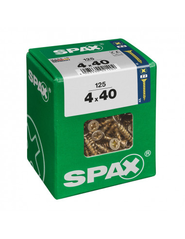 Boîte 125 unités. vis a bois spax cab. plat yellox 4,0x40mm spax