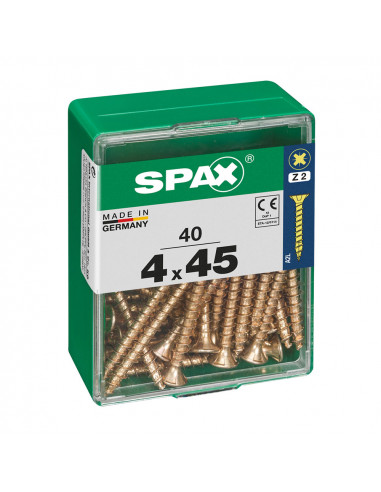 Boîte 40 unités. vis a bois spax cab. plat yellox 4.0x45mm spax