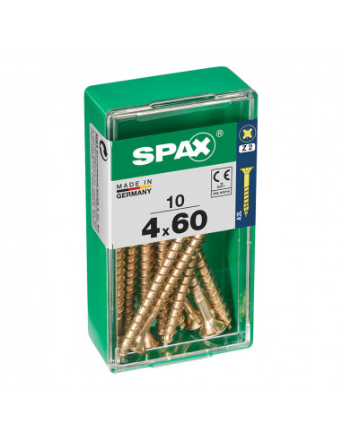 Boîte 10 unités. vis a bois spax cab. plat yellox 4,0x60mm spax