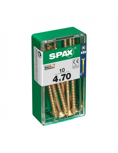 Boîte 10 unités. vis a bois spax cab. plat yellox 4,0x70mm spax