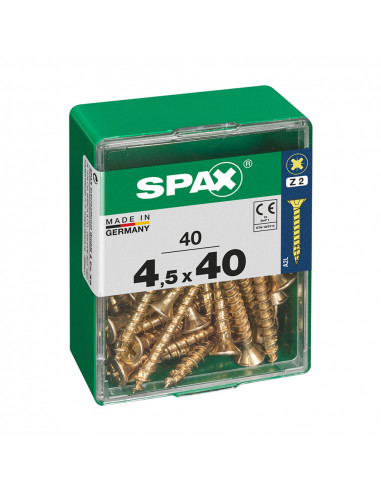 Boîte 40 unités. vis a bois spax cab. plat yellox 4.5x40mm spax
