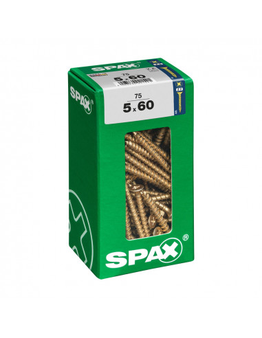Boîte 75 unités. vis a bois spax cab. plat yellox 5.0x60mm spax
