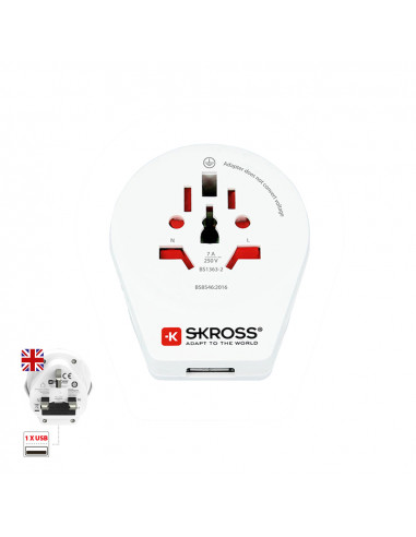 Adaptateur mondial au royaume-uni avec usb skross 1500267.