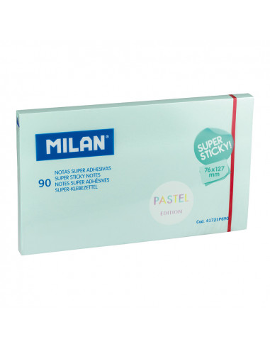 Bloc de 90 billets super adhésifs bleu pastel 76x127mm milan.