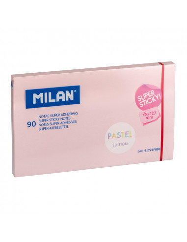 Bloc de 90 billets super adhésifs rose pastel 76x127mm milan.