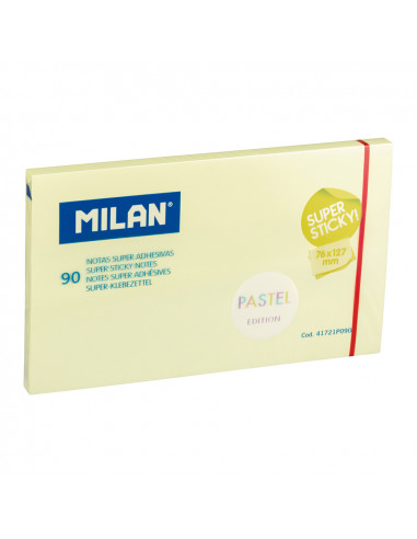 Bloc de 90 billets super adhésifs jaune pastel 76x127mm milan.