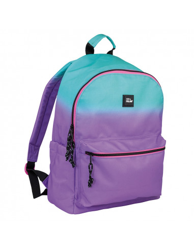 Sac à dos scolaire 2 zip (22l) sunset, lilas-turquoise milan