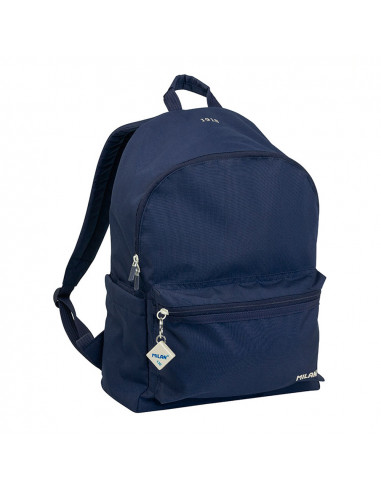 Sac à dos scolaire avec 2 fermetures éclair (22l) série 1918, milan bleu marine