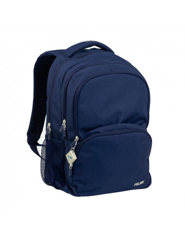 Sac à dos scolaire avec 4 fermetures éclair (25l) série 1918, milan bleu marine