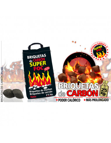 Briquettes vegetales au charbon 2.5kg 08006 superfoc.