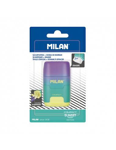 Blister aiguiseur compact sunset turquoise - jaune milan