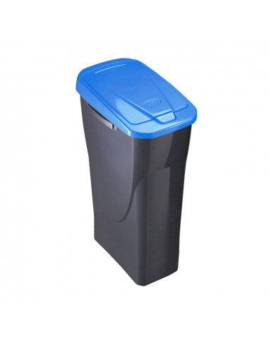 Poubelle 15 litres ecobin avec couvercle noir/bleu 31x20x42cm mondex