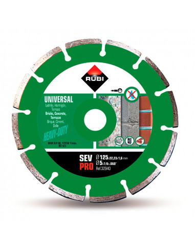 Disque diamant général chantier segmenté sev ø125mm pro r32940 rubi