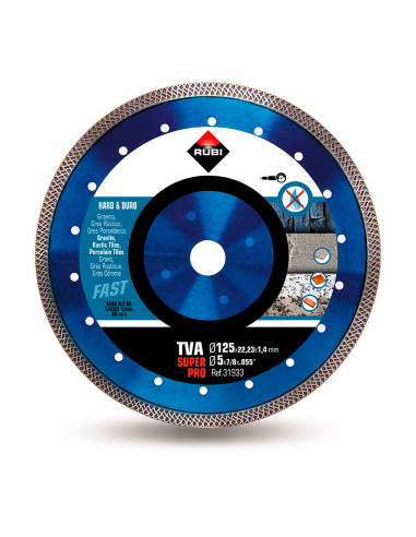 Disque diamant pour matériaux durs turbo viper tva ø125mm superpro r31933 rubi