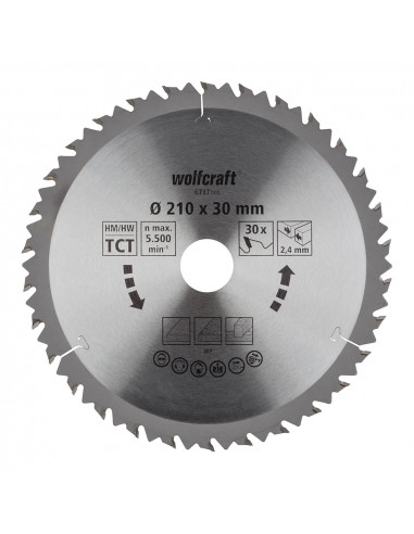 Lame de scie circulaire ct, 30 dents ø210mm 6737000 wolfcraft