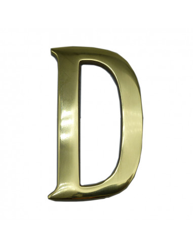 Lettre d en laiton poli edm fixation invisible 10cm