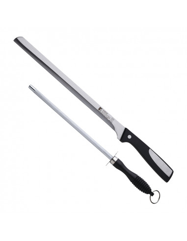 Set couteau a jambon 25cm + affuteuse en acier inoxydable 20cm. inox resa bergner