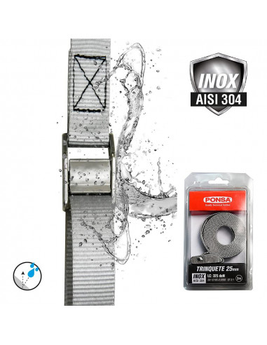Sangle à boucle 25mm 3m inox 027,207,025,503 ponsa