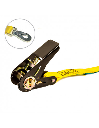 Sangle à cliquet 25mm 4,5+0,5m avec mousqueton 027,045,025,108 ponsa