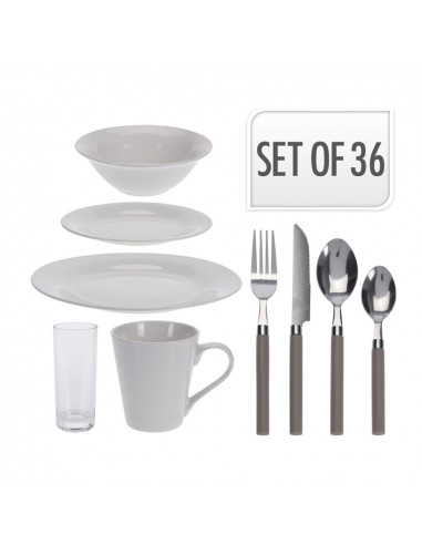 Service de table de 36 pieces assiettes + coupes + couverts.