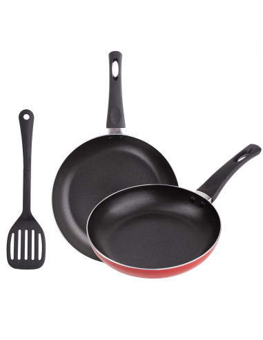 Set 2 poêles (20+24cm) et peau fendue en aluminium pressé redly bgeu-5439 renberg