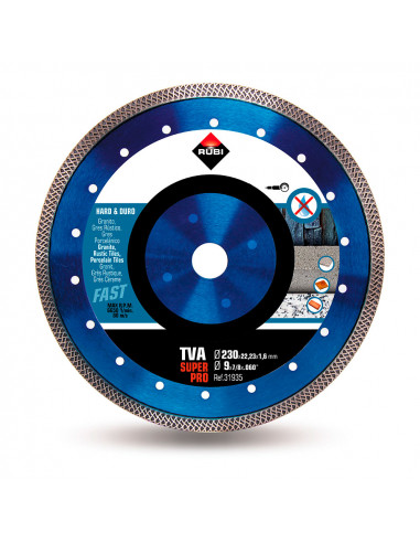 Disque diamant pour matériaux durs turbo viper tva ø230mm superpro r31935 rubi