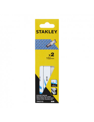 Pack 2 lames de scie sabre 15.2cm metal fin sta22132-xj stanley