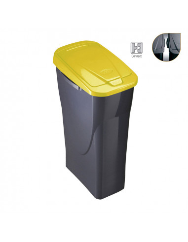 Seau ecobin 25 litres avec couvercle jaune 21,5x36x51cm (largeur/profondeur/hauteur)