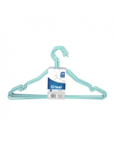 Lot de 6 cintres fil bleu ciel 39cm.