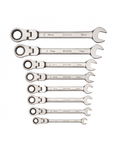 Jeu de 8 clés mixtes à cliquet tête flexible 8-19mm 19-8-h irimo