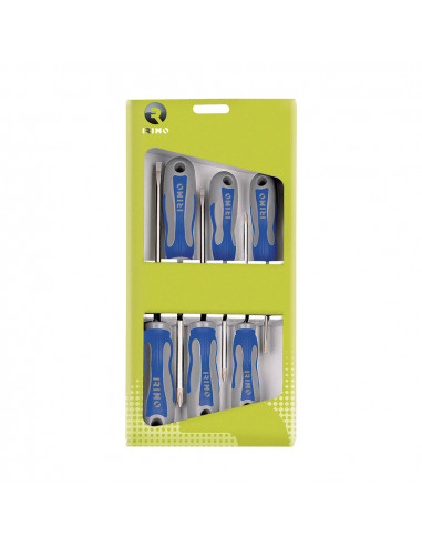 Jeu de 6 tournevis 2 plats, 2 droits, 2ph en boite carton 459-6-c irimo