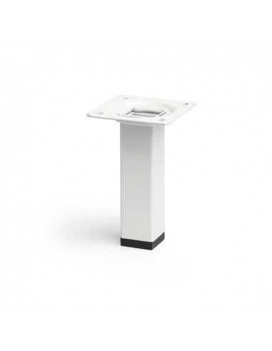 Pied carré en acier couleur blanc mod.400g. dimensions 2,5x2,5x10cm. rei