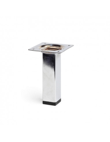 Pied carré en acier couleur chromé poli mod.400g. dimensions 2,5x2,5x10cm rei