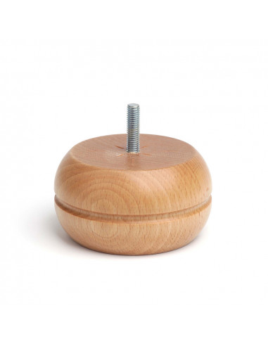 Pied rond en bois hêtre couleur hêtre laqué transparent mod.459. dimensions ø9x5cm rei