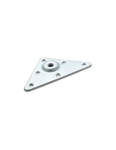 Platine pour pieds meuble en bois, acier couleur nickel zingué mod.484. hauteur 7mm. rei