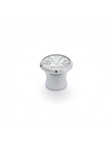 Lot 4 boutons ronds pour meuble métal/cristal chromé poli/transparent mod. 943 ø27mm. rei